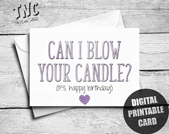 Naughty Birthday Card Boyfriend | Printable | Dirty Birthday Card For Him | Sexy Birthday Card Husband | Funny Happy Birthday Card | Candle