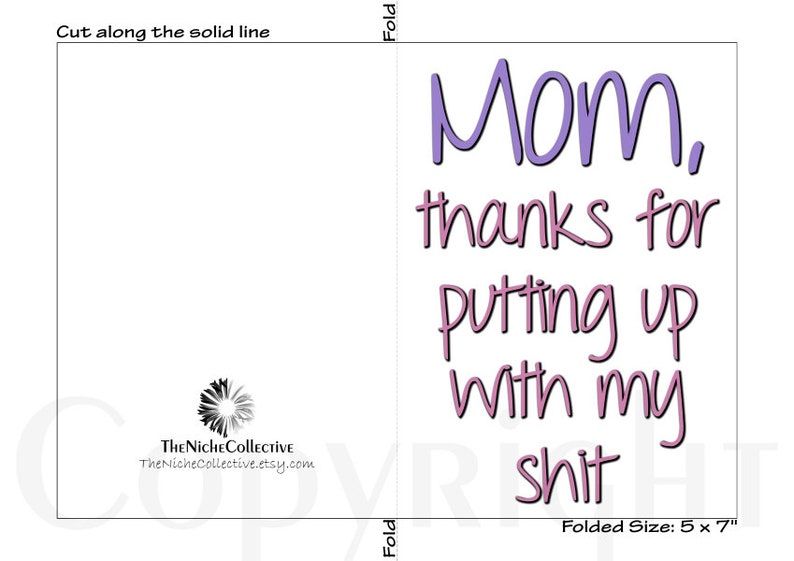 Funny Mother's Day Card, Printable, Birthday Card for Mom, From ...