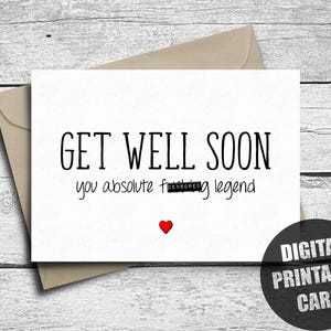 Biglietto di auguri di pronta guarigione, stampabile, regalo divertente di pronta guarigione, download digitale istantaneo, biglietto di incoraggiamento, dopo l'intervento chirurgico, biglietto scaricabile