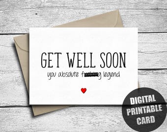 Biglietto di auguri di pronta guarigione, stampabile, regalo divertente di pronta guarigione, download digitale istantaneo, biglietto di incoraggiamento, dopo l'intervento chirurgico, biglietto scaricabile