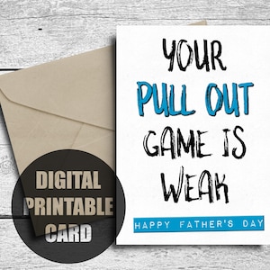 Cartão de Dia dos Pais da Esposa, para Imprimir, da Namorada, Seu Jogo de Puxar é Fraco, para Marido, Namorado, Download Digital, para Baixar