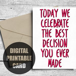 Biglietto d'auguri divertente per anniversario, stampabile, biglietto di San Valentino per marito e moglie, regalo per il primo anniversario di matrimonio, fidanzato e fidanzata, download digitale istantaneo