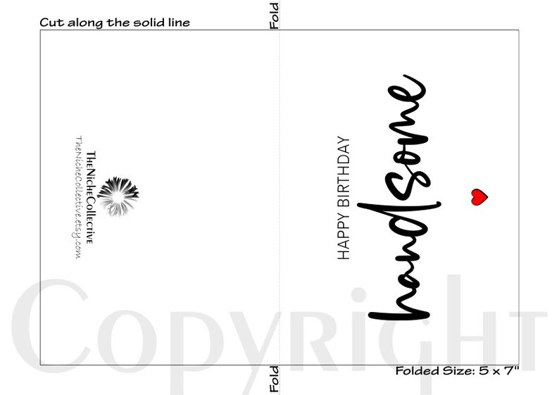 Birthday Card for Him, Printable, Boyfriend Birthday Card, Happy Birthday Handsome, Birthday