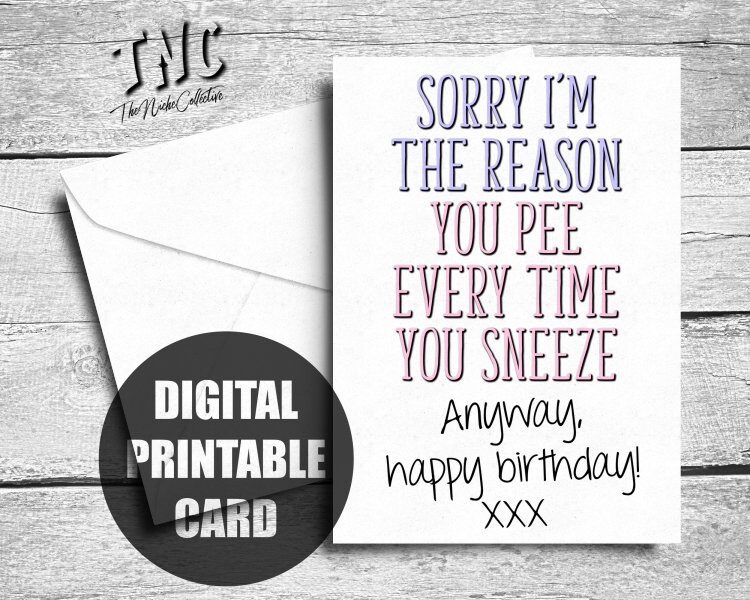 Funny Mom Birthday Card, Printable, Happy Birthday Mom, Mother Birthday ...
