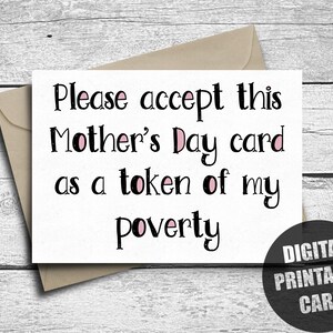 Cartão de Dia das Mães, Engraçado, Para Imprimir, Presente de Dia das Mães de Filha, Filho, Feliz Dia das Mães, Seu Fardo Financeiro Favorito, Download Digital