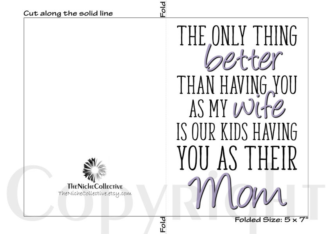 Wife Mother's Day Card From Husband, Printable, Happy Birthday Card ...