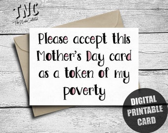 Mother's Day Card, Funny, Printable, Mother's Day Gift From Daughter, Son, Happy Mom Day, Your Favorite Financial Burden, Digital Download