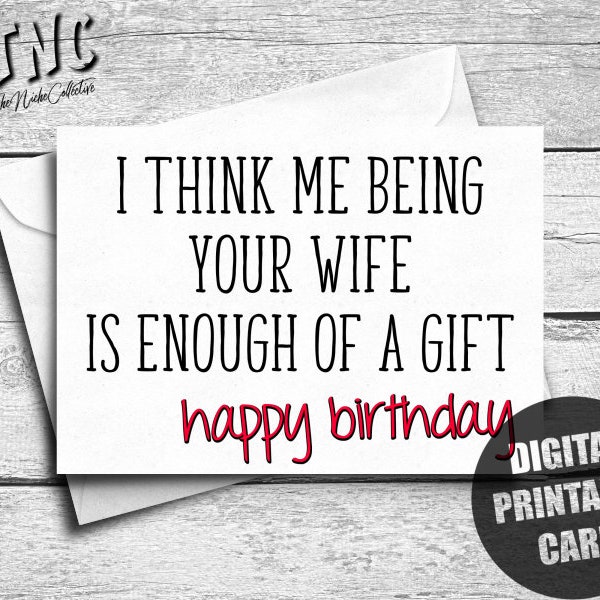 Funny Husband Birthday Card, Printable, Card For Husband, Happy Birthday From Wife, Hubby Bday Card, Digital Download, Downloadable Gift