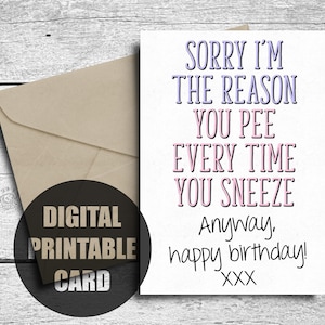 Carte d'anniversaire maman, imprimable, joyeux anniversaire maman, carte d'anniversaire mère, du fils, de la fille, anniversaire maman impolie, téléchargement immédiat