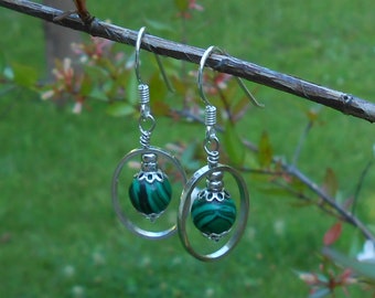 Malachite earrings, gift idea for women