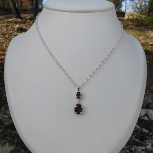 Collier quartz fumé, collier argent 925, pierres taille ovale à facettes, collier unique, collier femme, cadeau pour femme bild 1