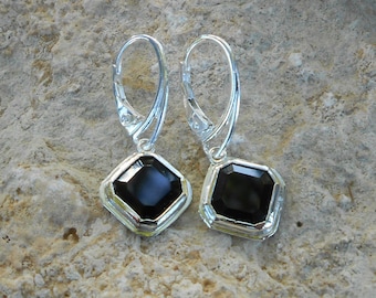 Boucles d'oreilles onyx, dormeuses argent 925, dormeuses fait main, cadeau pour femme, cadeau de noël femme