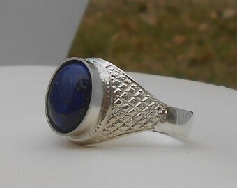 Chevalière lapis lazuli, chevalière argent 950, chevalière pierre homme, chevalière sur mesure, idée cadeau pour homme