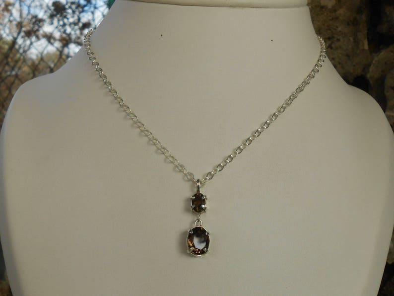 Collier quartz fumé, collier argent 925, pierres taille ovale à facettes, collier unique, collier femme, cadeau pour femme bild 2