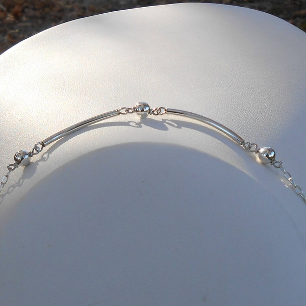 Bracelet argent 925, perles argent 925, tubes argent 925, cadeau femme, anniversaire femme