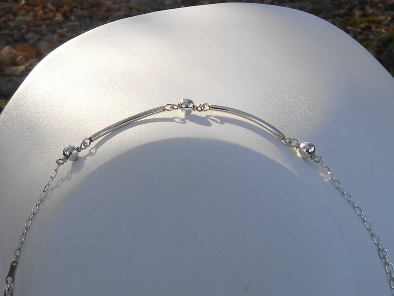 Bracelet argent 925, perles argent 925, tubes argent 925, cadeau femme, anniversaire femme 画像 1