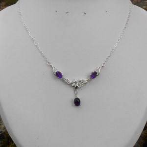925 silver amethyst necklace, amethyst pendant necklace, women&#39;s choker, gift idea for her