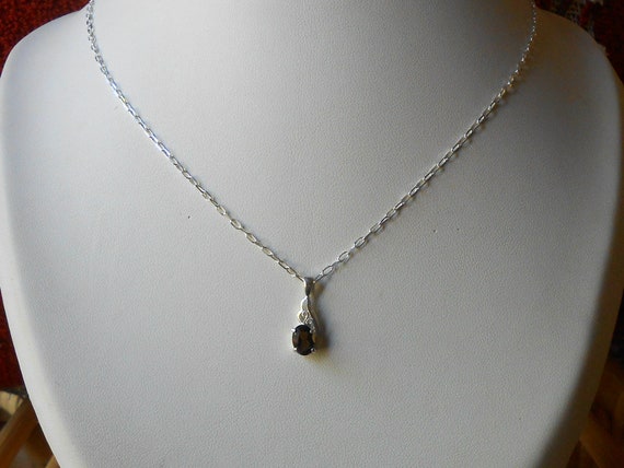 Collier pendentif quartz fumé, collier argent 925, collier pendentif fait main, idée cadeau unique pour elle