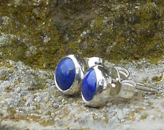 Puces pierres lapis lazuli en argent 925 fait main