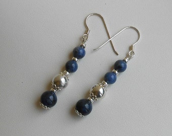 Dumortierite earrings, 925 silver earrings, handmade earrings, women&#39;s gift