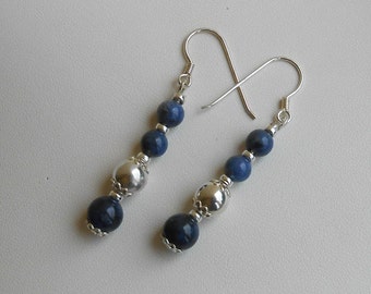 Boucles d'oreilles dumortiérite, boucles d'oreilles argent 925, boucles d'oreilles fait main, cadeau femme