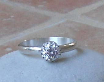 Bague oxyde de zirconium, bague argent 950, bague solitaire, bague sur mesure, idée cadeau pour femme