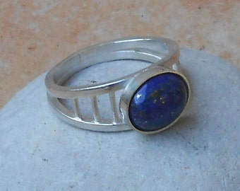 Bague fait main lapis lazuli, bague argent 950, bague sur mesure, cadeau unique pour femme