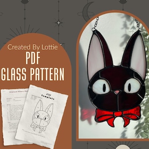 Schwarze Katze | Glasmalerei Muster | PDF | Digitaler Download | Ghibli | Sonnenfänger | Cricut Vorlage