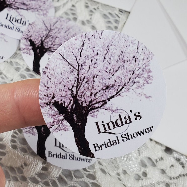 Cherry Blossom stickers for favors for wedding baby shower birthday sweet 16 bridal candle gift 1.6 inch round labels