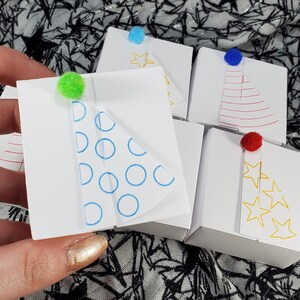 2X2X1 Party Hat Mini Gift Boxes, Birthday gift favors, red, blue, yellow glitter accents, kids sweets box, money gift box, cute fun favors