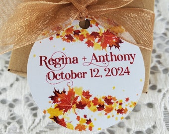 Fall Leaves Personalized Favor Tags: 110 lb Cardstock with String