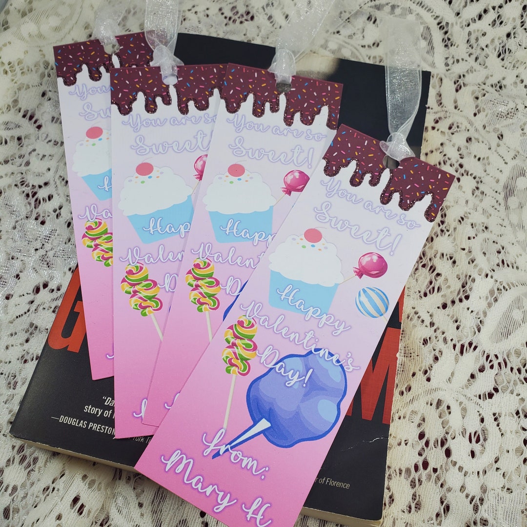 Sweets & Treats Valentine Bookmarks: Glitter Candy Design - Etsy