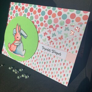 happy easter card two little cuddly bunnies