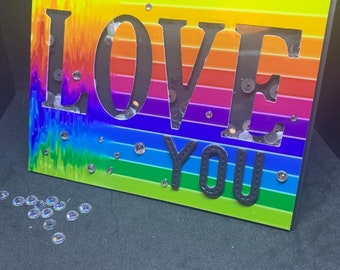 LOVE YOU rainbow shaking card