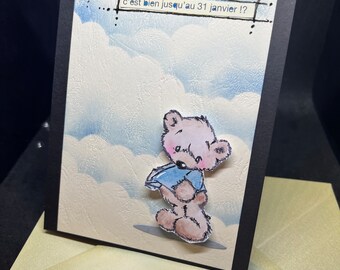 unique model card ... "the wishes" of the cute little teddy bear