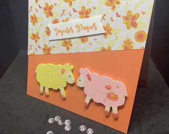 carte Joyeuses Pâques petits moutons!