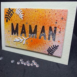 carte à secouer «maman » des feuillages et des strass