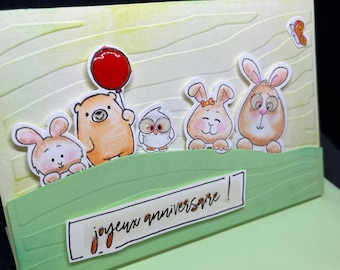 carte "joyeux anniversaire" les amis de la forêt