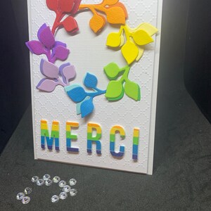 rainbow thank you card "thank you" brightly colored foliage