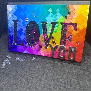 carte a secouer LOVE YOU arc en ciel
