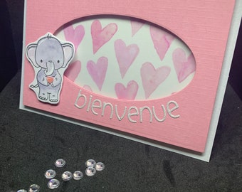 Little Elephant birth card delivers the message of "welcome"