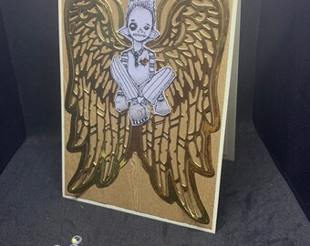 carte modèle unique ... ange ou démon !? En or !...