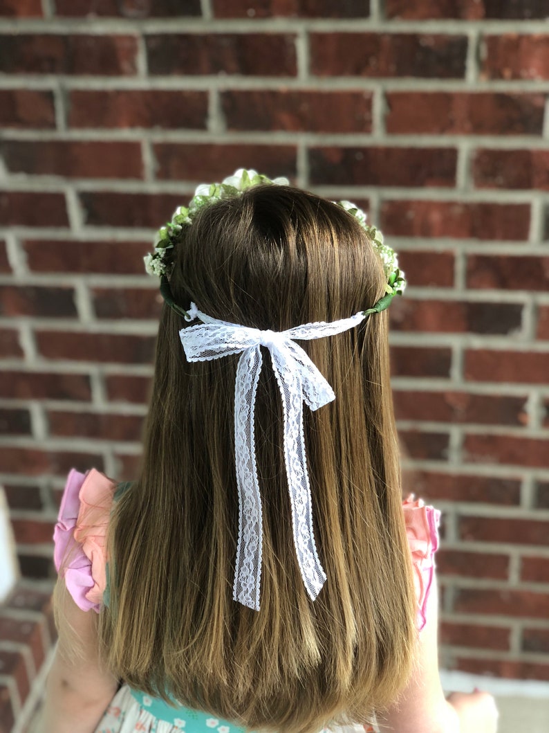 White Floral Flower Girl Crown/wreath White Flowered Crown Etsy