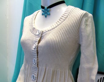Vintage clothing vintage cardigan vest /vintage woman cotton cardigan/ sweden design long cardigan/knitted cardigan/knitted cotton cardigan