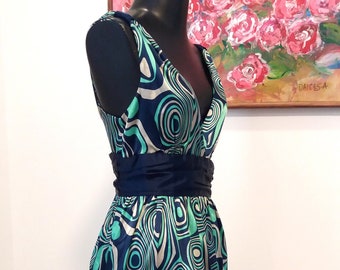 Long dress Vintage  Retro woman dress/ evening dress/ summer dress / abstract print elegant dress/ 2000 vintage/ USA Size 6