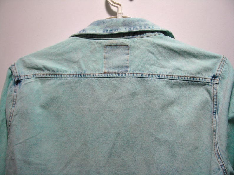 Woman Kangol Denim Shirt Jacket BlouseKangol vintage Denim Shirtjeans Shirt BlouseGirl Woman Denim Jacket Shirt Bleach WashedBig Size