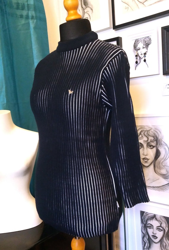 Rare! Emporio Armani blue white striped sweater vi