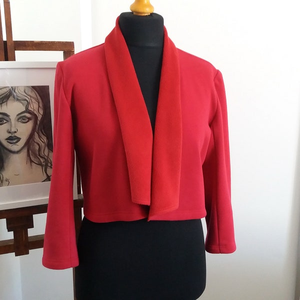 Veste boléro polaire / boléro vintage / veste boléro rouge recadrée / boléro rouge / taille XL USA / boléro polaire couleur rouge / boléro grande taille