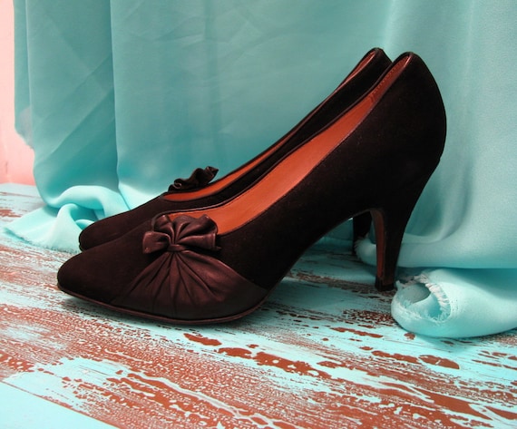 Vintage woman shoes/leather shoes vintage/ suede l