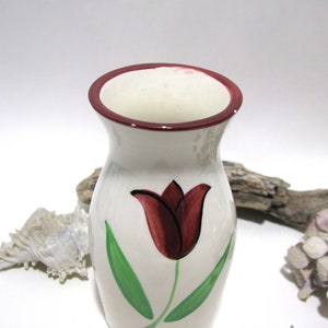 French vintage hand painted ceramic vase small size/ Vintage ceramic vase hand painted tulip motif from France image 4